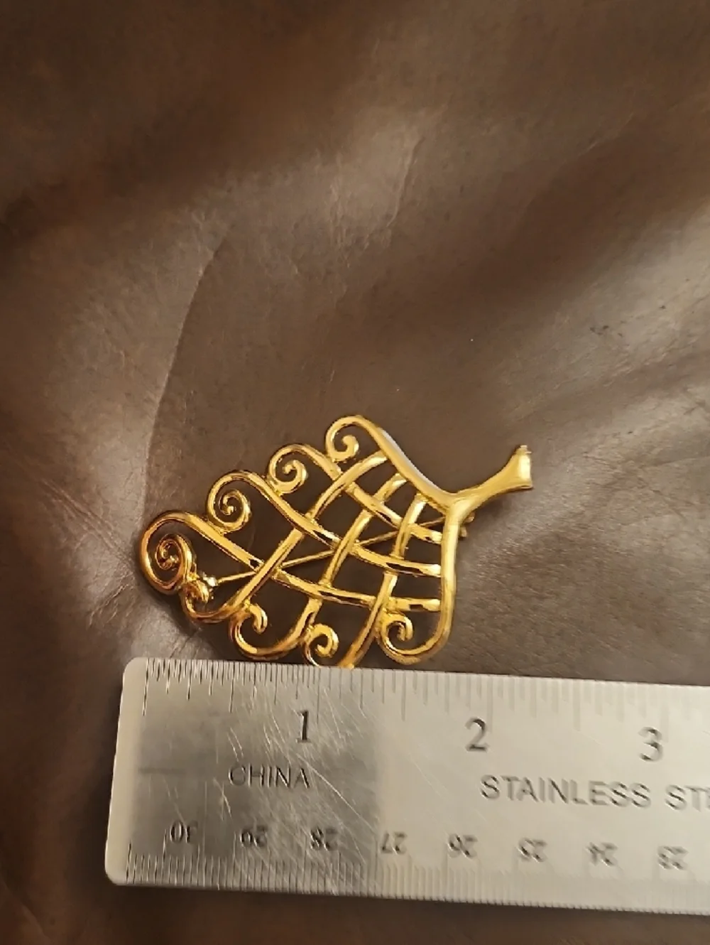 Goldtone Filigree Tree Pin Brooch